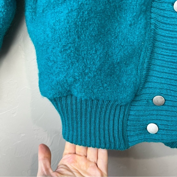 Vtg varsity Bomber Jacket 80s Blue Wool Preppy Colorful Retro sporty bright cute - Picture 12 of 13